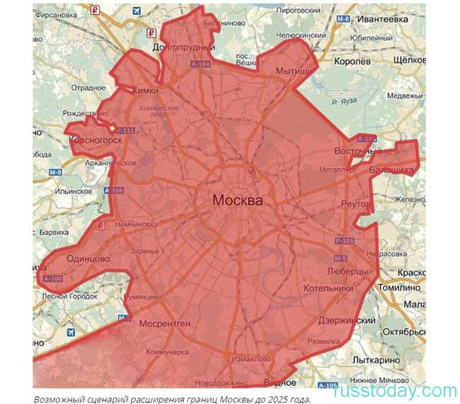 Карта новых границ расширения Москвы на 2019 год